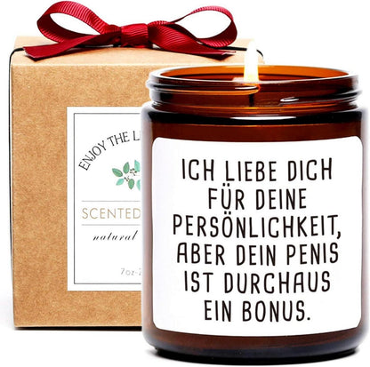 Lustige Duftkerze für Freund Ehemann Holziger Teakholz-Duft