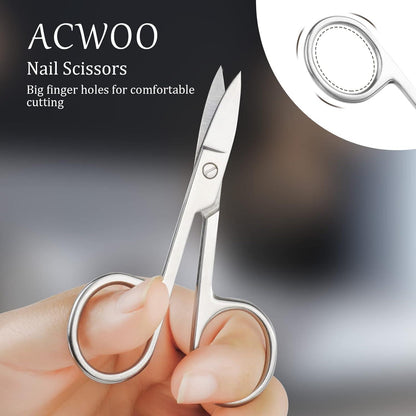 Professionelle ACWOO Nagelhautschere mit Etui und gebogener Klinge