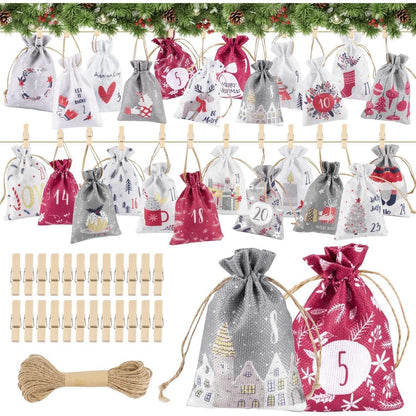 Adventskalender Leinen Säckchen 24 Stück Weihnachtskalender