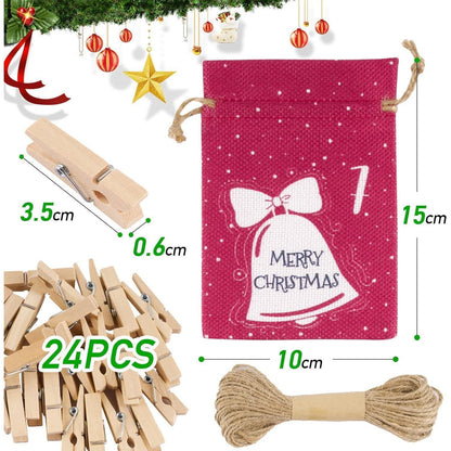 Adventskalender Leinen Säckchen 24 Stück Weihnachtskalender