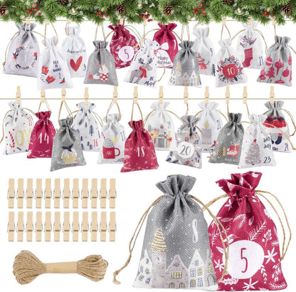 Adventskalender zum Befüllen Stoff - Weihnachtskalender 24 Stück