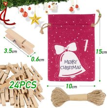 Adventskalender Leinen Säckchen 24 Stück Weihnachtskalender