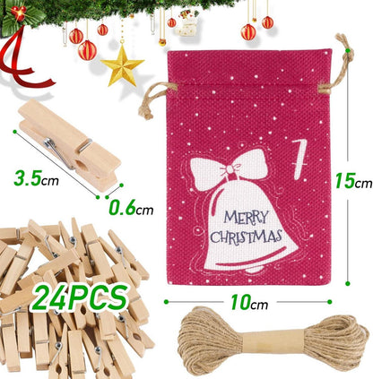 Adventskalender Leinen Säckchen 24 Stück Weihnachtskalender