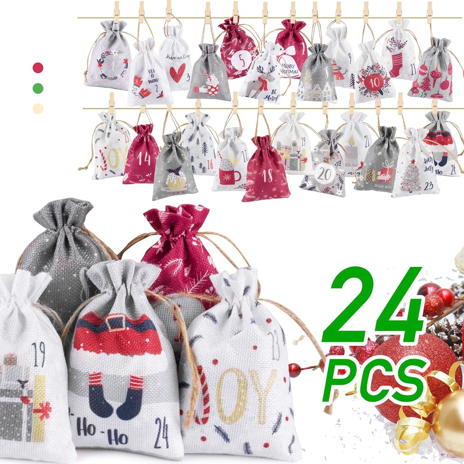 Adventskalender zum Befüllen Stoff - Weihnachtskalender 24 Stück