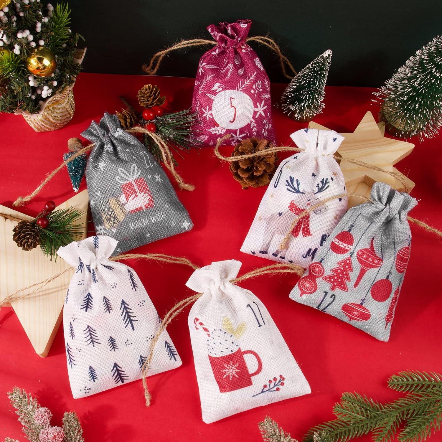 Adventskalender 24 Stück Leinen Säckchen Weihnachtskalender 2023