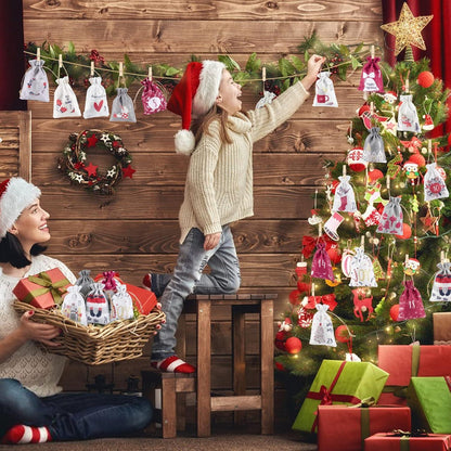 Adventskalender Stoff 24 Stück Weihnachtskalender Basteln Holzklammer