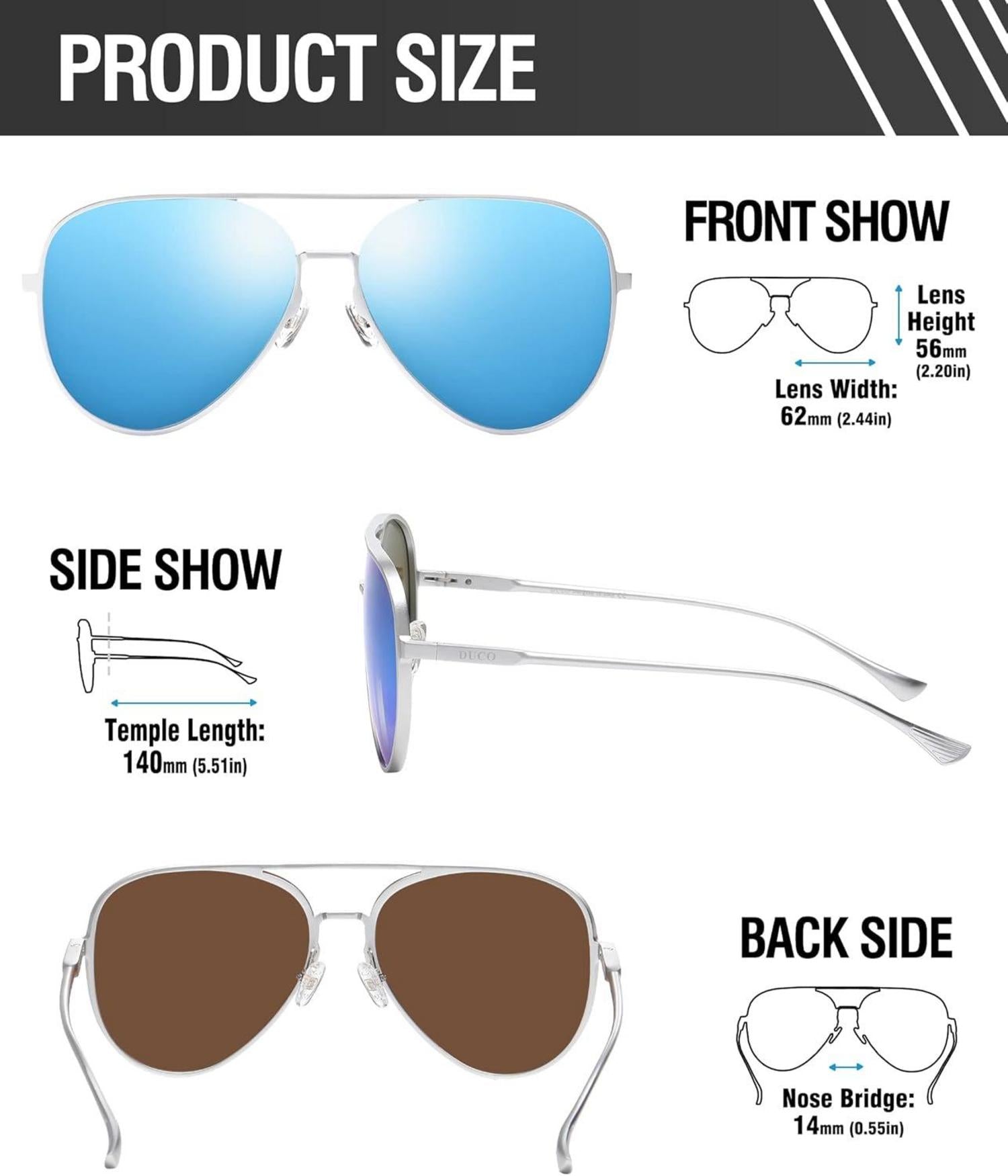 DUCO Sonnenbrille Vintage Polarisierte Metallrahmen 3025H