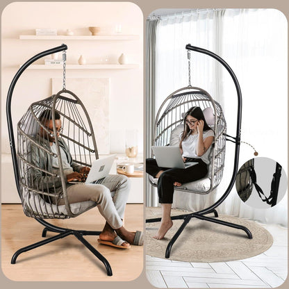 Hängesessel mit Gestell & Kissen – Schaukelstuhl Indoor Outdoor