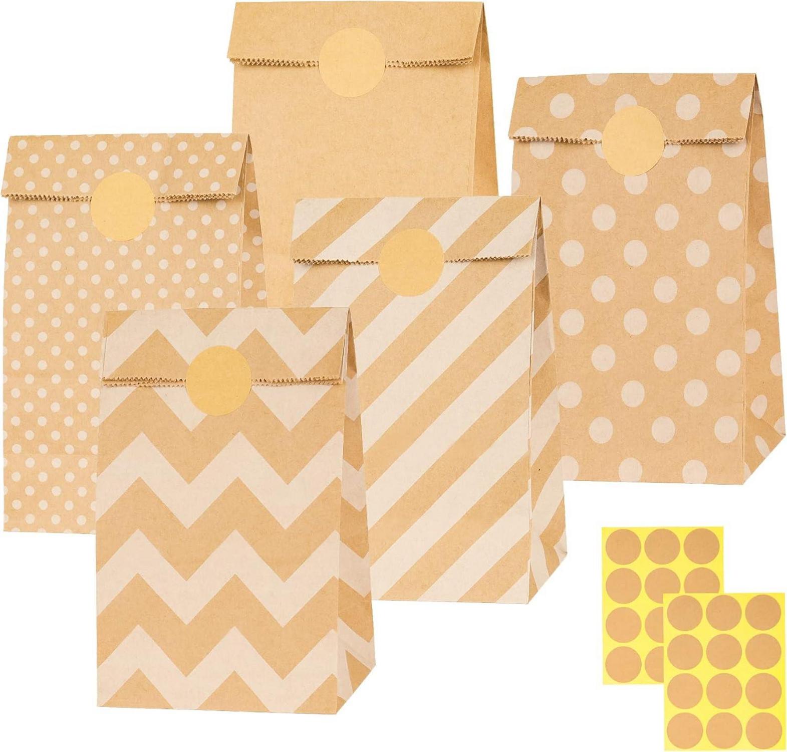 Braune Papiertüten mit Aufkleber, 20 Stück