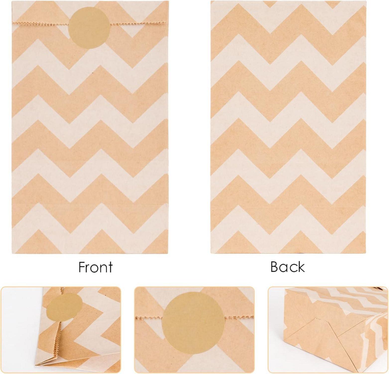 Braune Papiertüten mit Aufkleber, 20 Stück