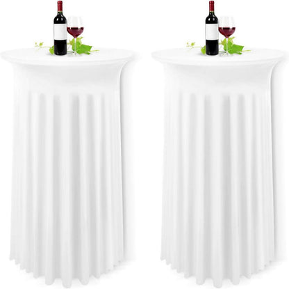 2er-Set Weiße Stehtisch Hussen Stretch Tischdecke 80x110cm Rund