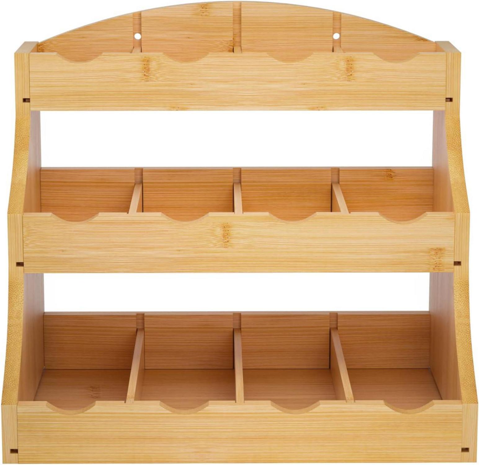 Teebeutelorganizer Bambus Teebox 12 Fächer extra groß 30,7 x 20 x 25