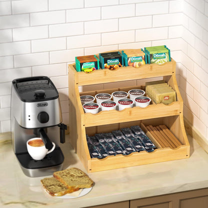 Teebeutelorganizer aus Bambus Teebox Holz 12 Fächer Teebeutel