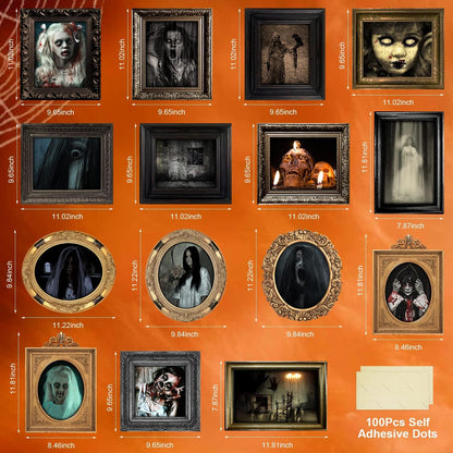 Halloween Gothic Deko Gruselige Horror Bilderrahmen 15 Stück mit Selbstklebenden Punkten