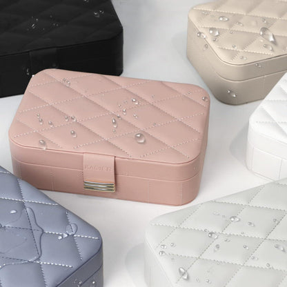 KAMIER Reise Schmuckkästchen für Damen Ohrringe Ring Halskette Blaugrau