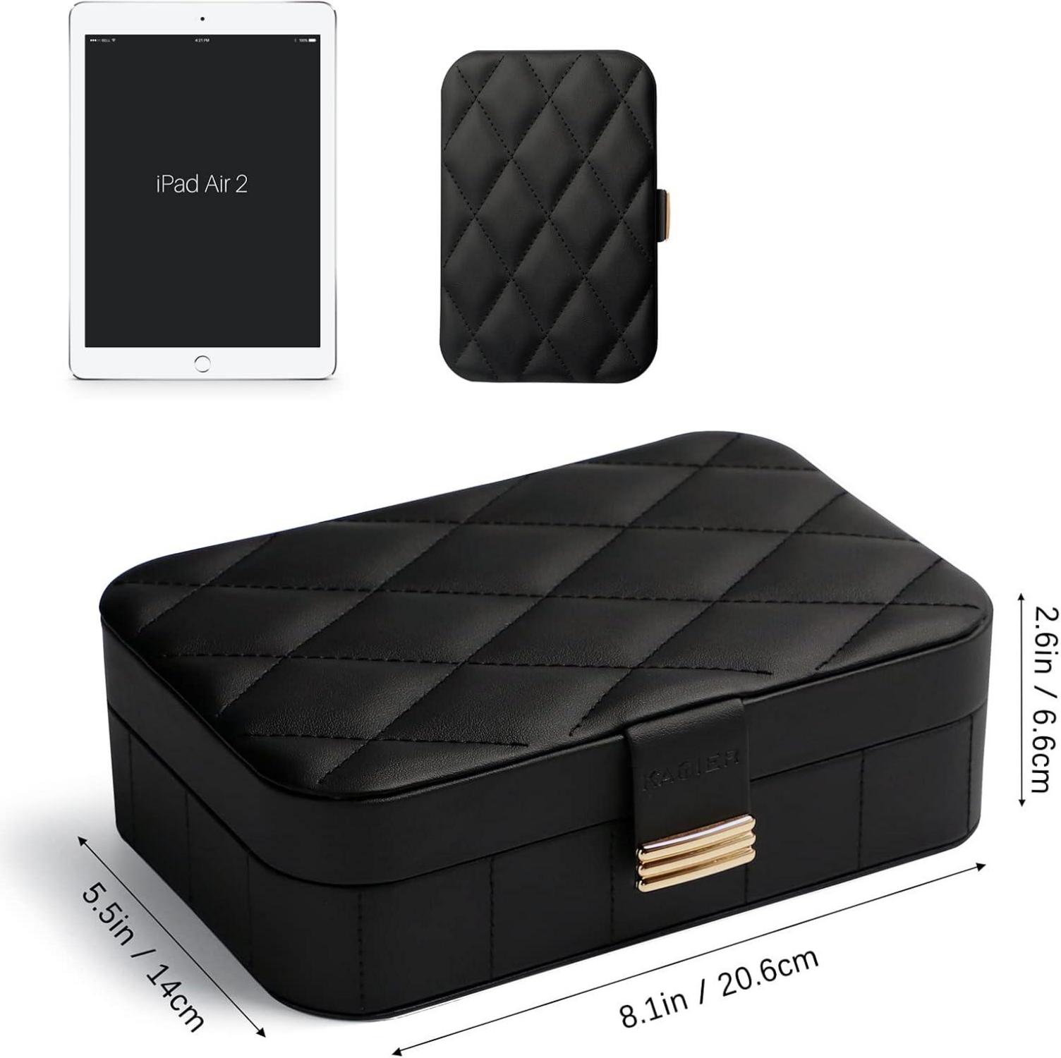 KAMIER Reise Schmuckkästchen für Damen Schwarz