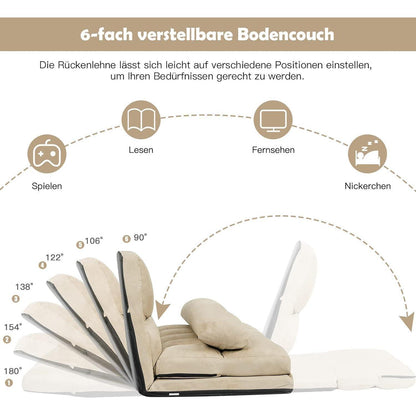 2-Sitzer Bodensofa mit Schlaffunktion & 6-stufiger Verstellung