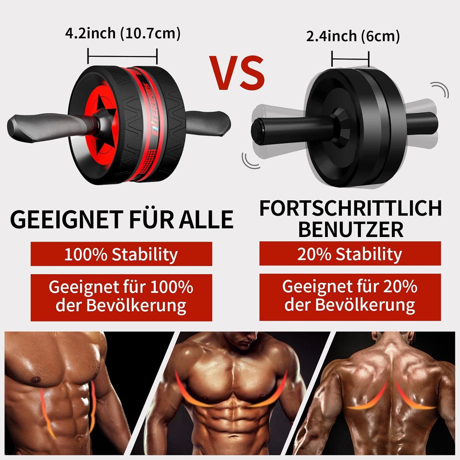 Bauchroller 6-in-1 Set Bauchtrainer Fitnessband Liegestütze Kniematte