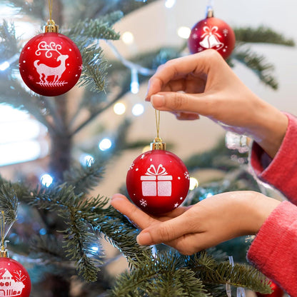 Weihnachtskugeln Set 16 Stücke Christbaumkugeln weiß rot