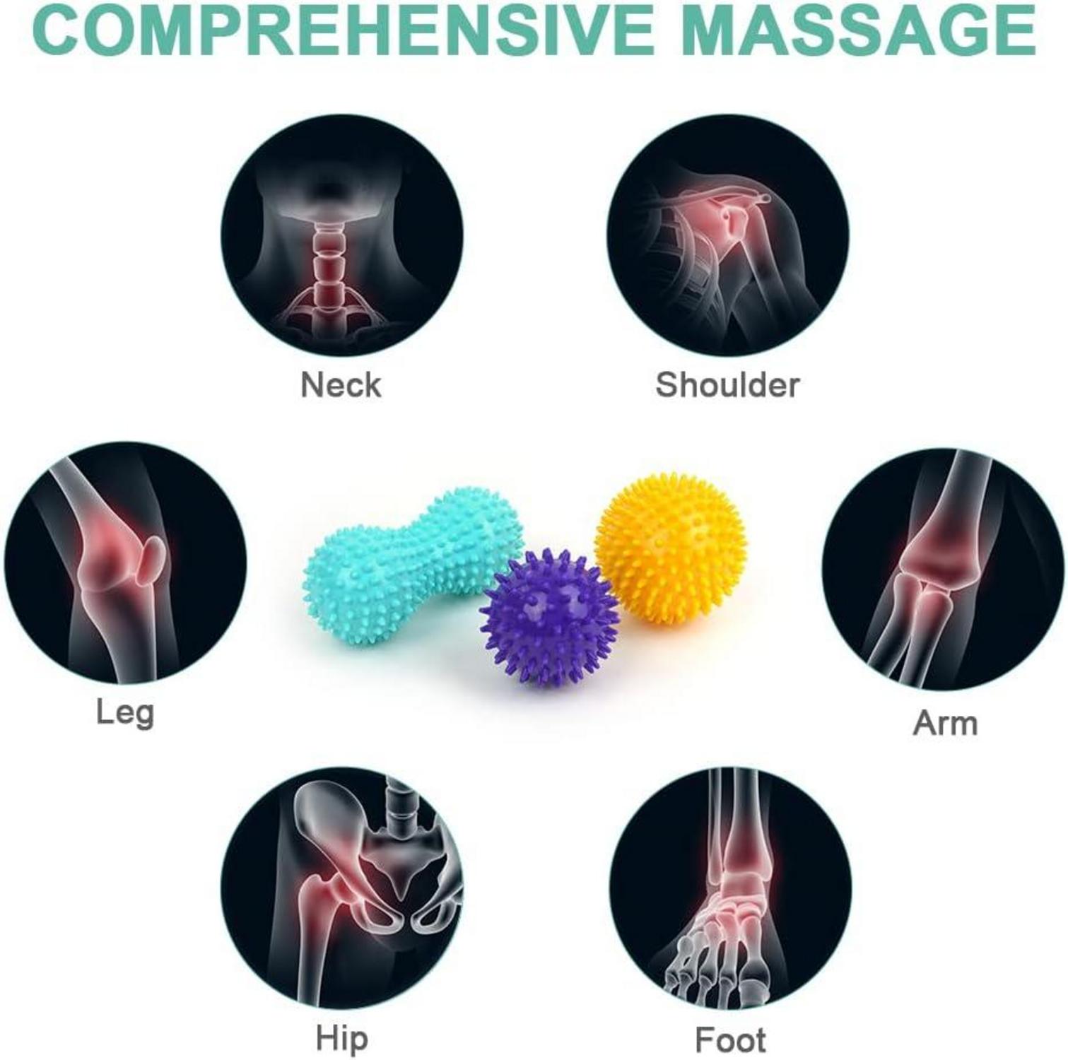 URAQT 3er Set Massagebälle Faszienball Igelball Spiked Massage Ball Hart