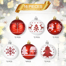 16-teiliges Weihnachtskugeln Set Rot Weiß 6CM Kunststoff