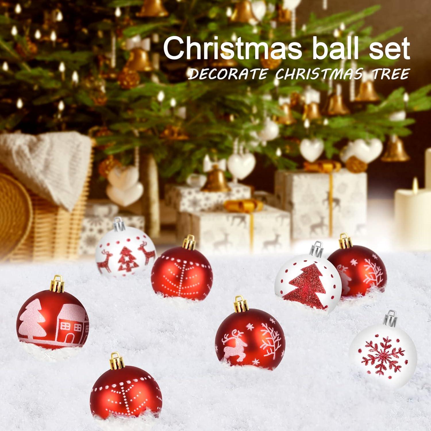 Weihnachtskugeln Set Rot Weiß 16 Stücke 6CM Christbaumkugeln