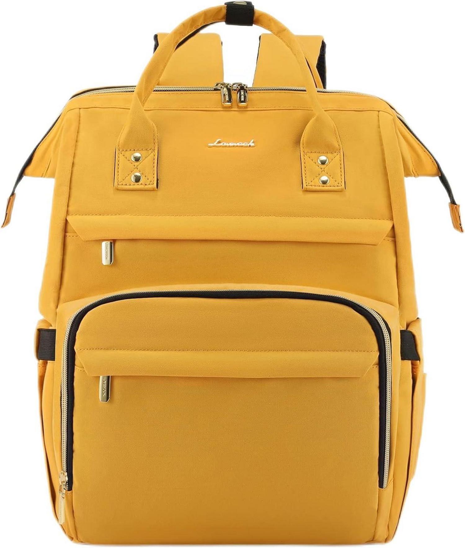 15,6 Zoll Wasserdichter Laptoprucksack Gelb USB Ladeanschluss