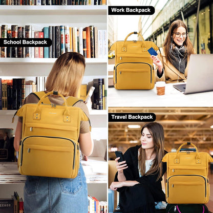 Laptop Rucksack Damen 15,6 Zoll Wasserdicht Schulrucksack USB