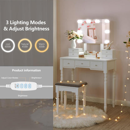 Schminktisch mit LED-Leuchten und großem