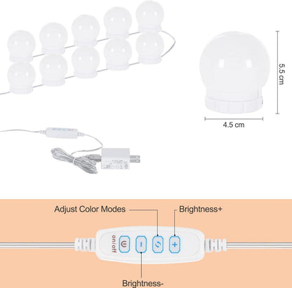 Schminktisch mit LED-Leuchten, Spiegel, Schublade, 80x40x135.5cm