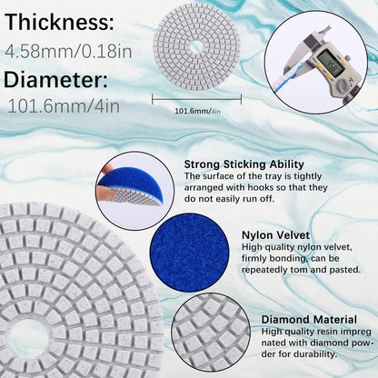 11-teiliges Nass Diamant Schleifpad Polierset für Granit