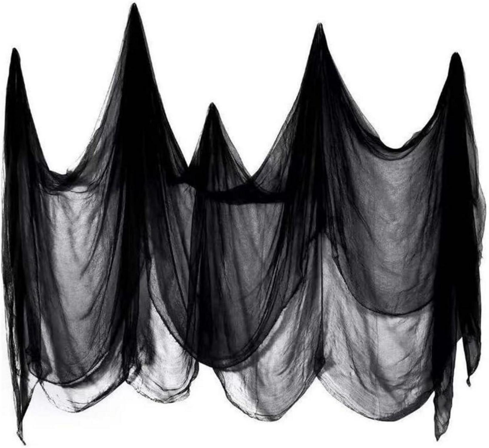 Halloween Gruseliges Tuch 200x500 cm Schwarz Deko Stoff Gaze