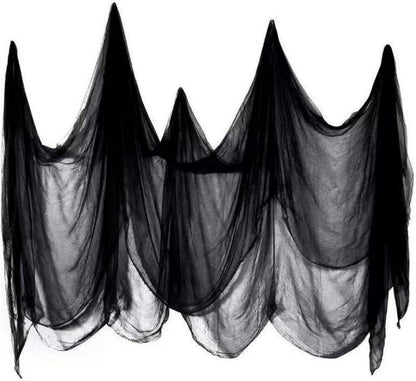 Halloween Gruseliges Tuch 200x500 cm Schwarz Deko Stoff Gaze
