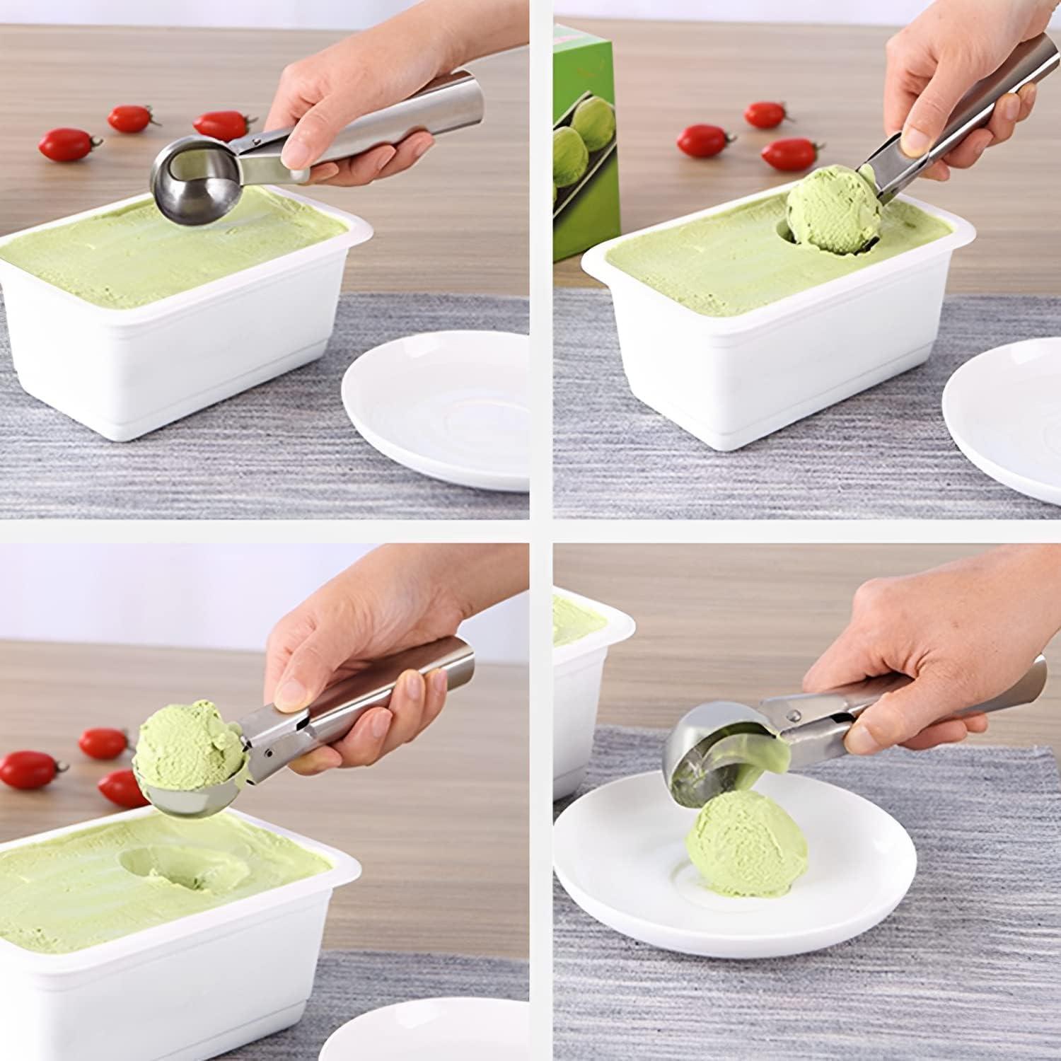 Edelstahl Eisportionierer Anti-Frost Griff Eislöffel 18x4x3,5cm