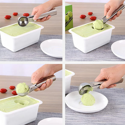 Edelstahl Eisportionierer Anti-Frost Griff Eislöffel 18x4x3,5cm