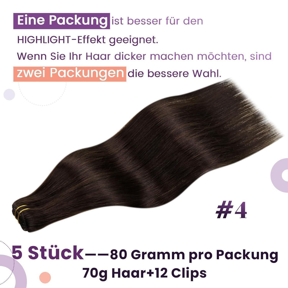Echthaar Clip-in Braun – Haarverlängerung 30cm
