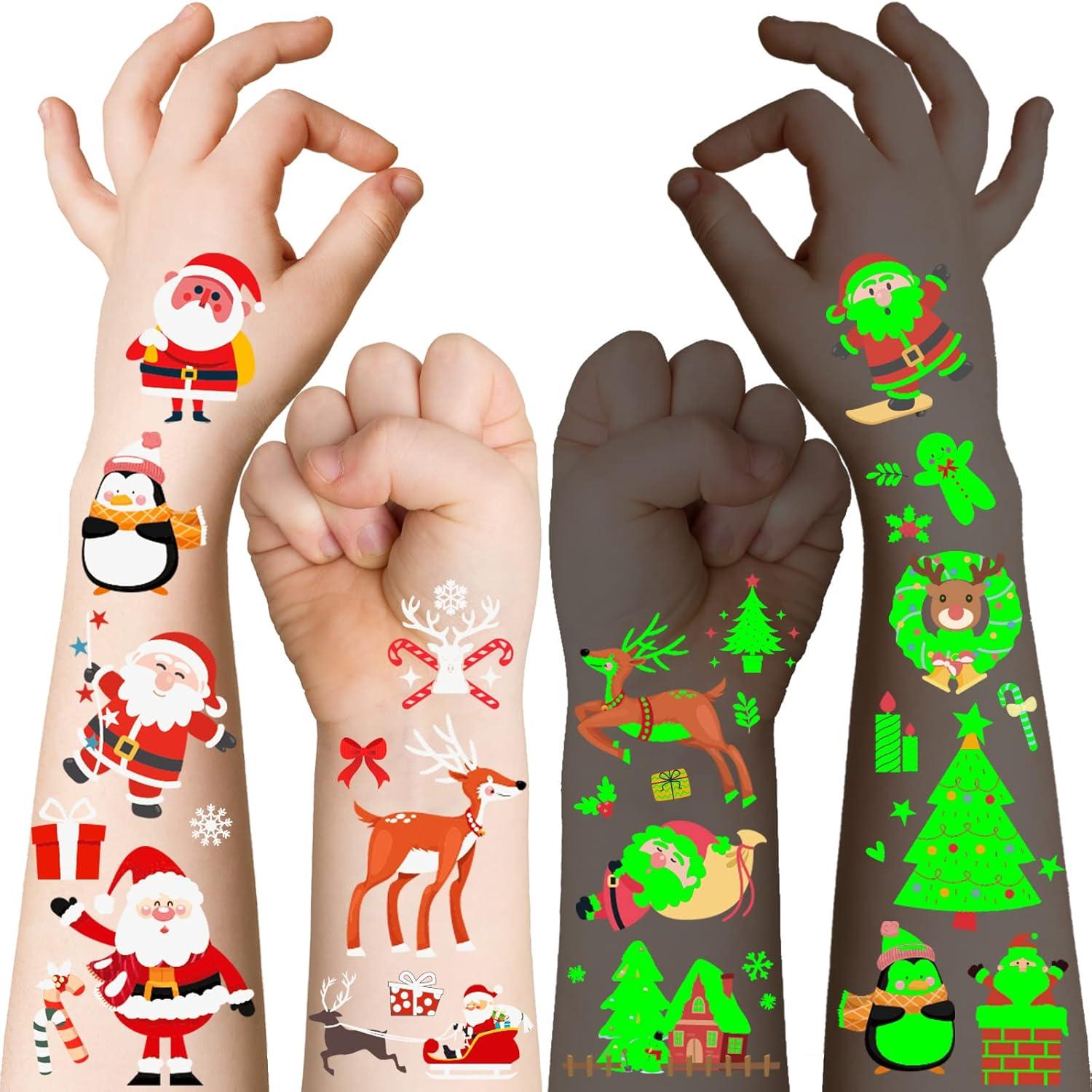 Weihnachts-Tattoos für Kinder Glitzer-Adventskalenderfüller