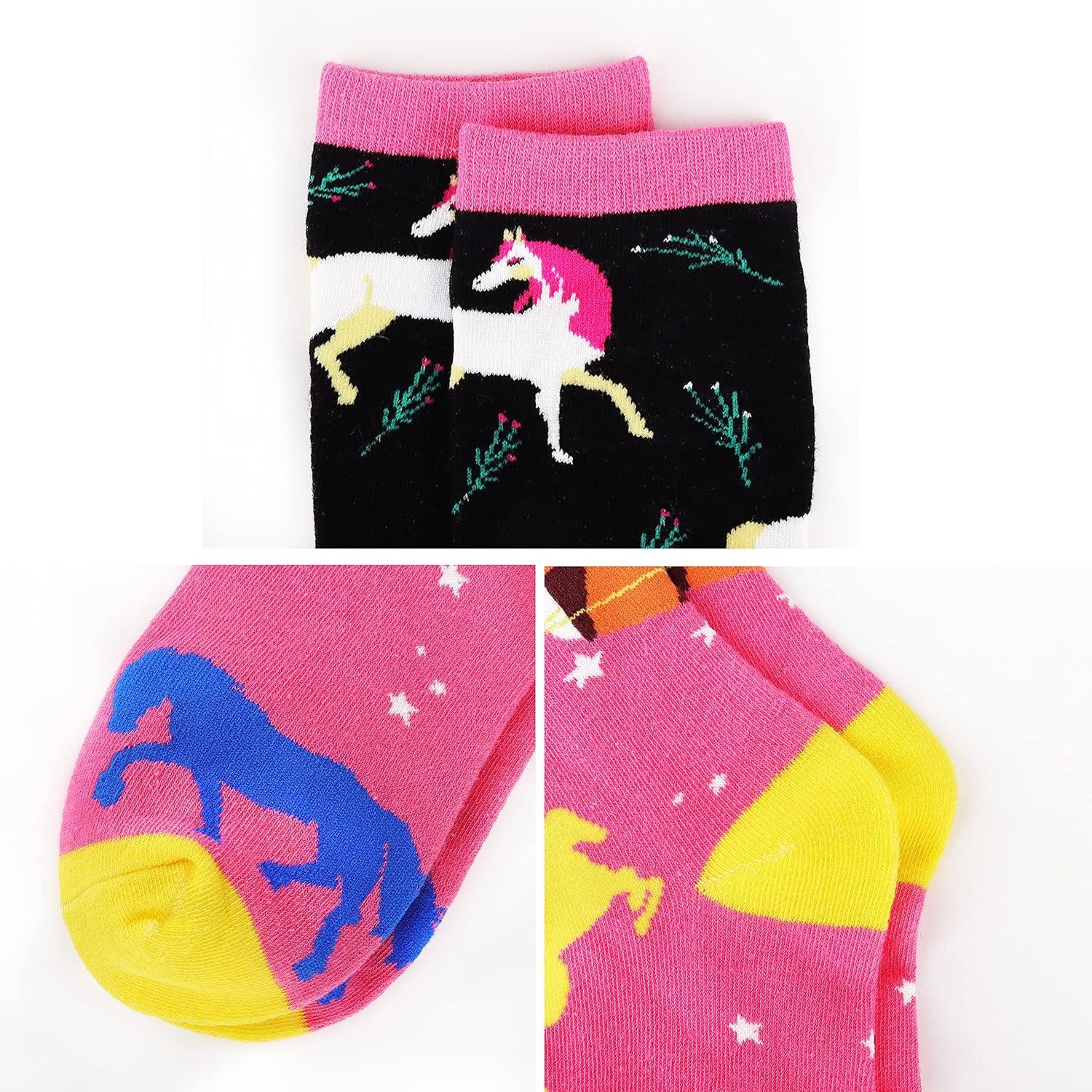 Jeasona Tiersocken Kinder 27-38 Mädchen Baumwolle Pferd 4-12 Jahre Multicolor