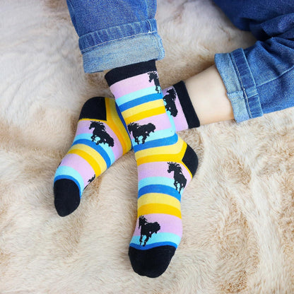 Jeasona Kinder Baumwollsocken Mädchen Geschenk 27-38 Jahre Tiermuster Multipack