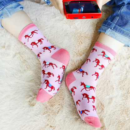 Kinder Socken Baumwolle Mädchen Geschenk Tiermuster 27-38 Mehrfarbig