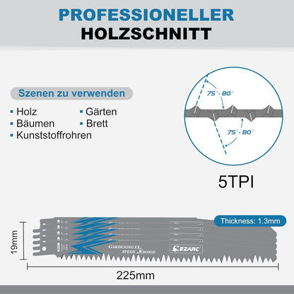 EZARC Säbelsägeblätter Set für Holz schnelle Schnitte 225mm 5TPI