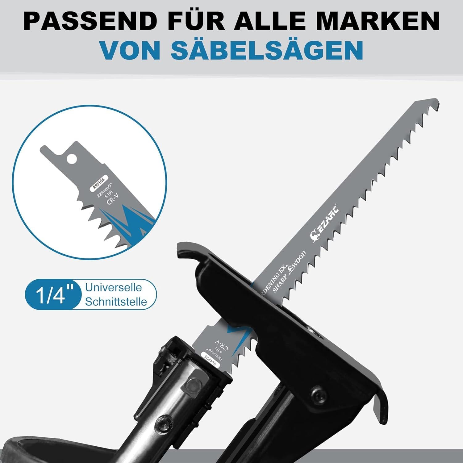 EZARC Säbelsägeblätter 5tlg für Holz R931GS 225mm 5TPI