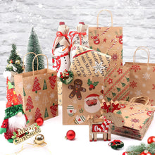 24 Weihnachts-Papiertüten mit Henkel aus Kraftpapier