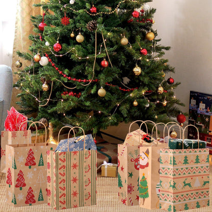 24 Weihnachten Geschenktüten Henkel Kraftpapier Weihnachtstaschen