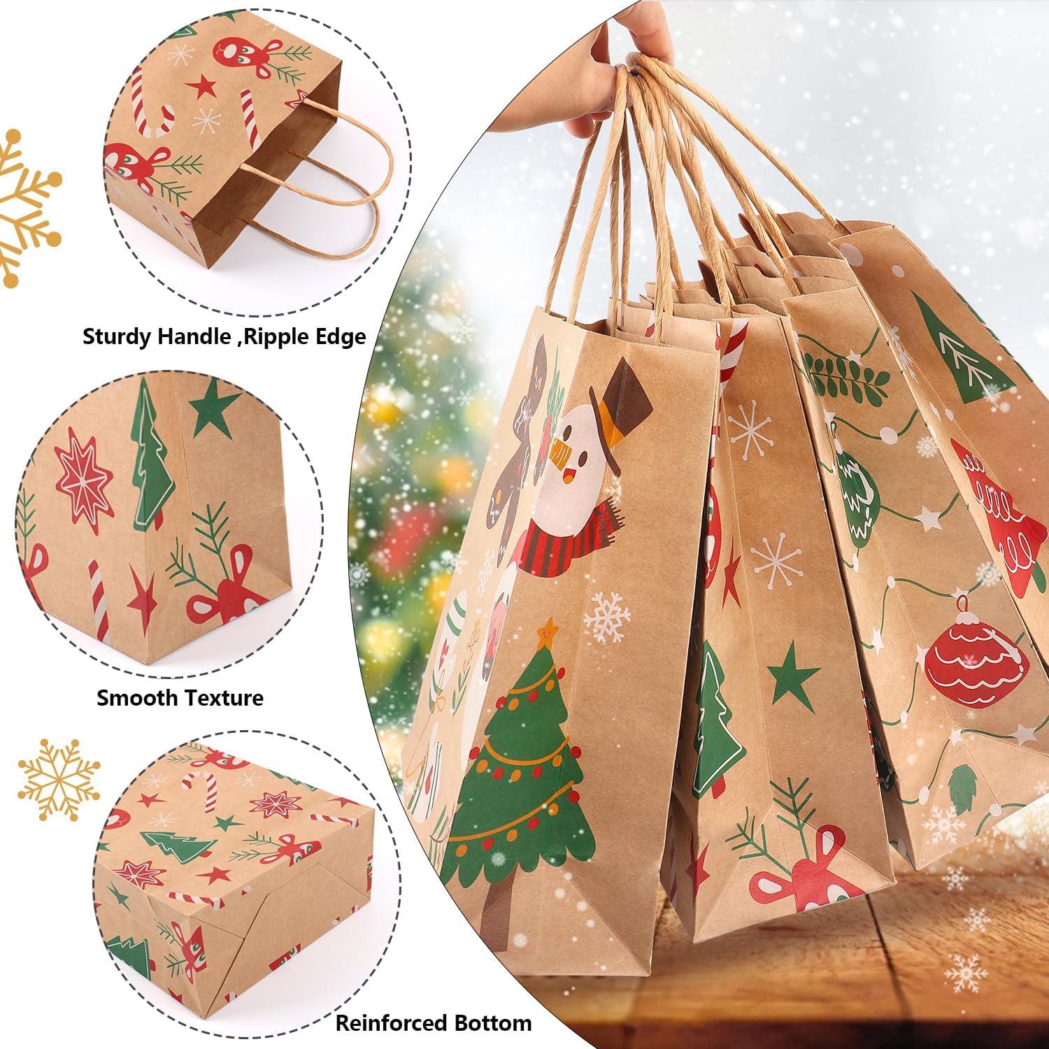 24er Set Kraftpapiertüten Weihnachten Geschenktüten Henkel