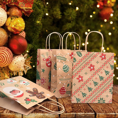 24er Set Kraftpapiertüten Weihnachten Geschenktüten Henkel
