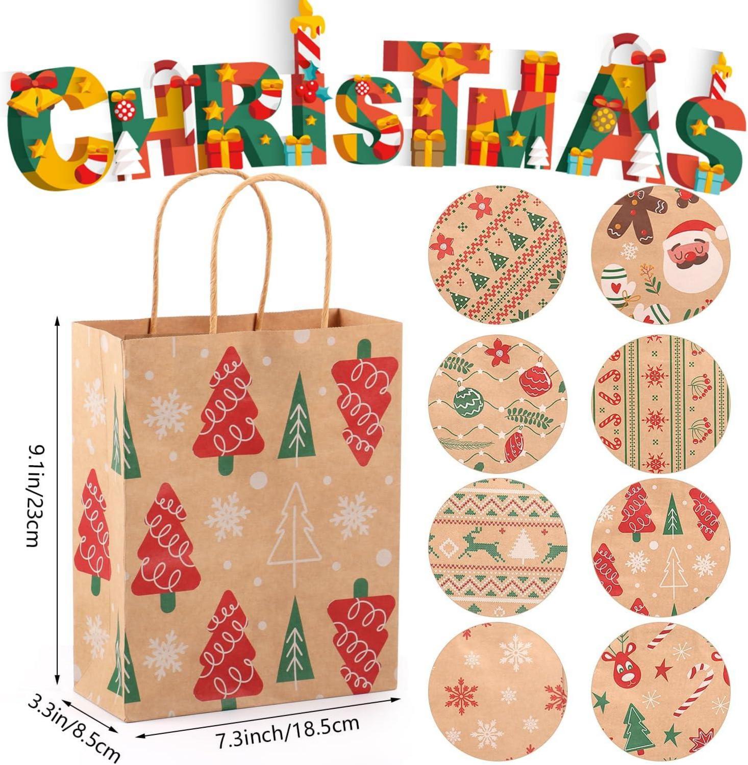 24er Set Weihnachtsgeschenktüten Kraftpapier Weihnachtsdeko 23x18,5x8,5 cm
