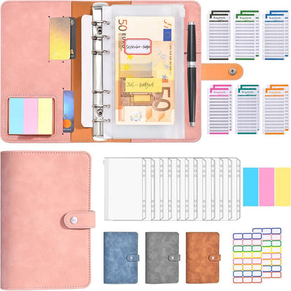 Budget Planner A6 PU Leder Binder Geld Organizer Sparbuch Pink