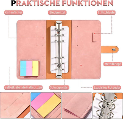 Budget Planner Deutsch A6 PU Leder Geld Sparbuch Haushaltsbuch Finanzplaner