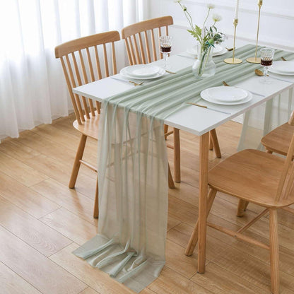 Chiffon Tischläufer Grün Hochzeit Party Deko 100% Polyester 300x75 cm